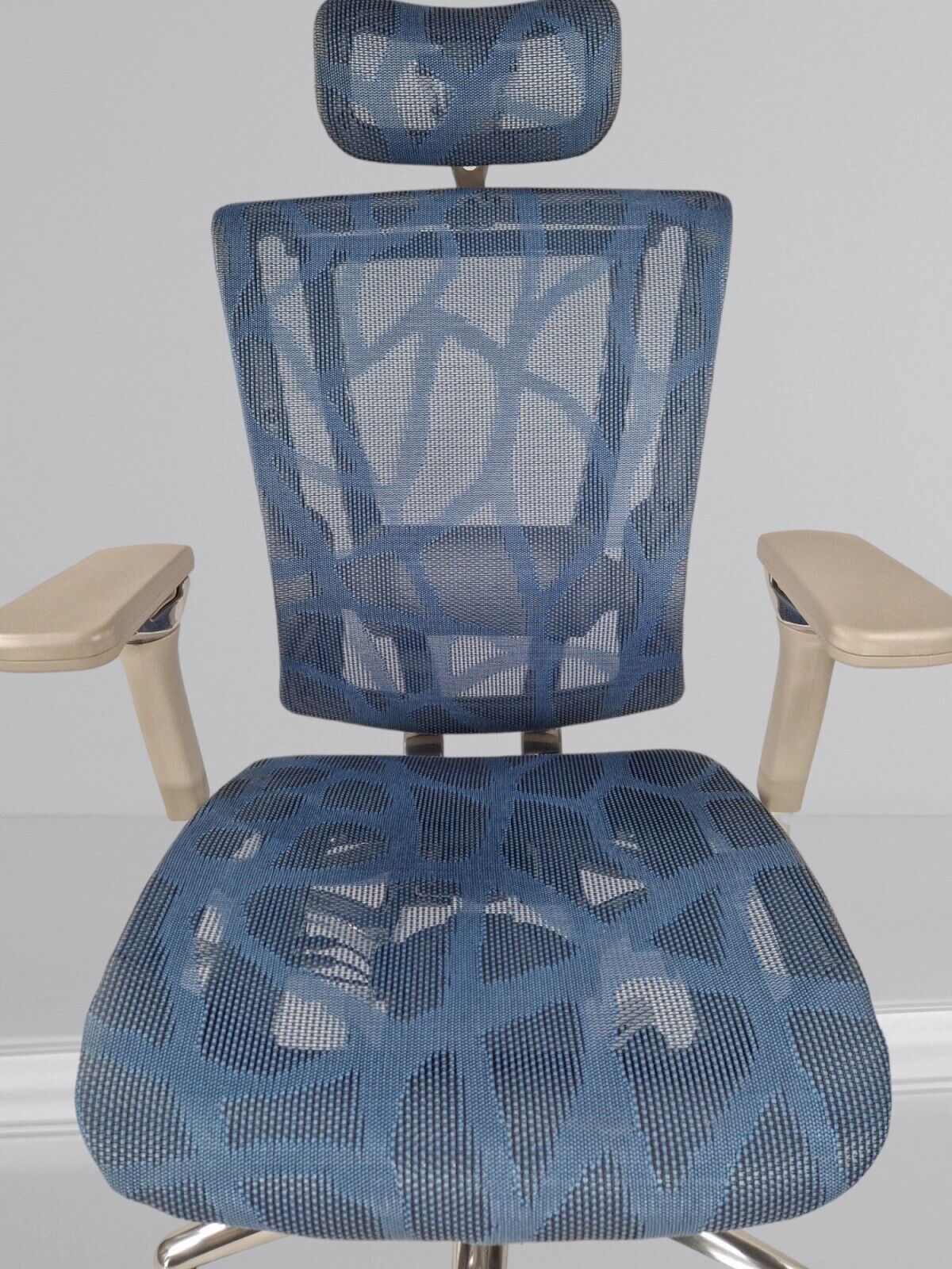 NEFIL FULL MESH OFFICE CHAIR WITH HEADREST IN BLUE MESH GREY FRAME