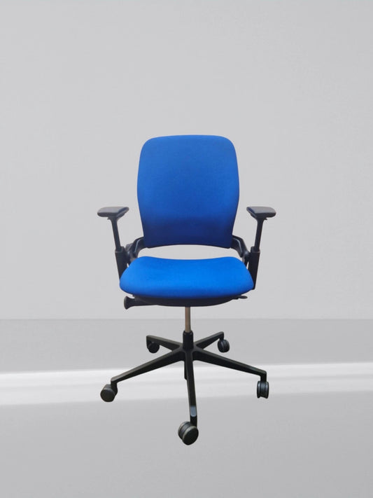 Steelcase leap v2 height adjustable arm in new blue fabric