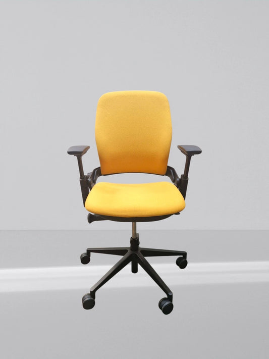 Steelcase leap v2 height adjustable arm in new Yellow fabric
