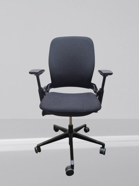 Steelcase leap v2 height adjustable arm in new black fabric