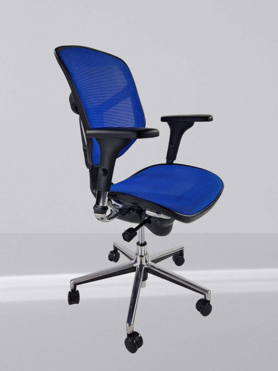 ERGOHUMAN ENJOY BLACK FRAME  WITH BLUE MESH WITH ALUMINIUM 5 STAR BASE