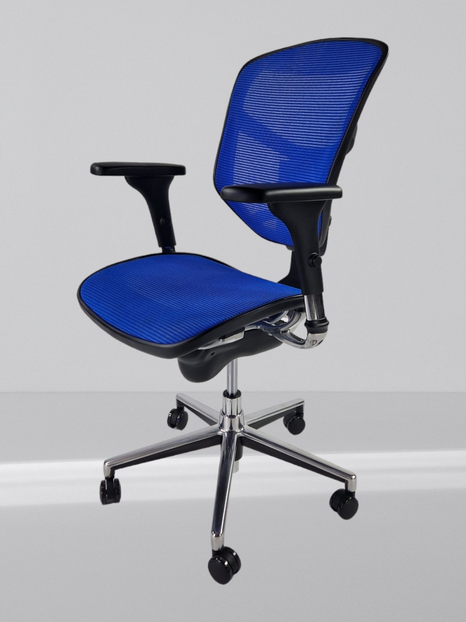 ERGOHUMAN ENJOY BLACK FRAME  WITH BLUE MESH WITH ALUMINIUM 5 STAR BASE