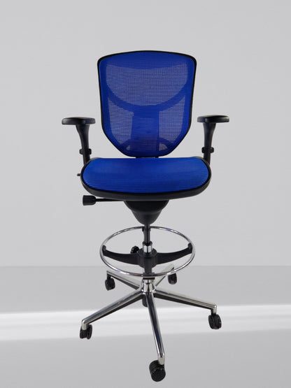 ERGOHUMAN ENJOY DRAUGHTSMAN CHAIR BLACK FRAME WITH BLUE MESH WITH ALUMINIUM 5 STAR BASE