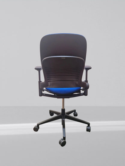Steelcase leap v2 height adjustable arm in new blue fabric