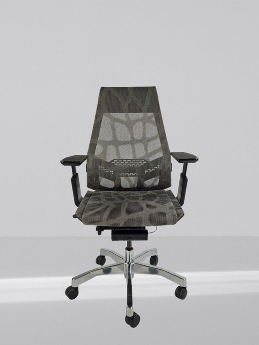 Genidia Office Chair In Silver Mesh And Polished Aluminium Base