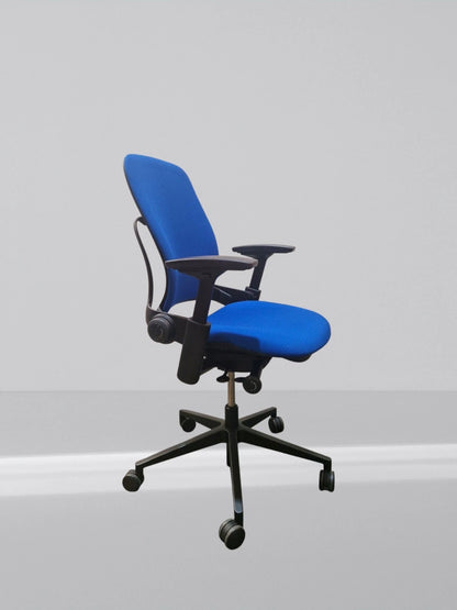 Steelcase leap v2 height adjustable arm in new blue fabric