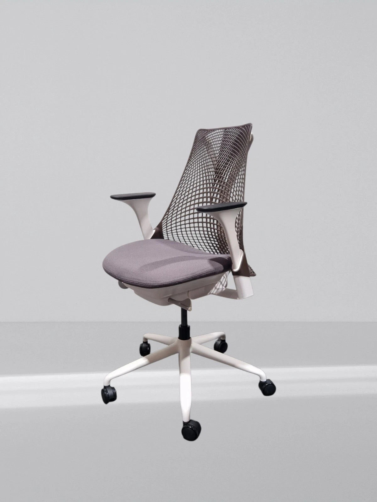 Herman Miller Sayl Office Chair White Frame Brown Mesh With New Grey Fabric