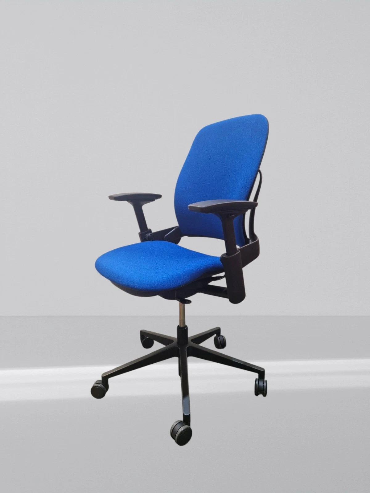 Steelcase leap v2 height adjustable arm in new blue fabric