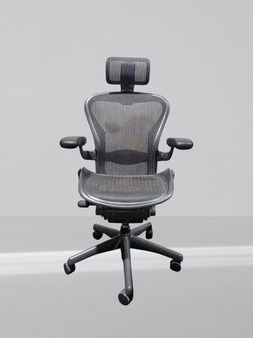 HERMAN MILLER AERON SIZE B FULLY LOADED WITH HEADREST REFURBISHED