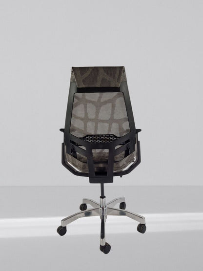 Genidia Office Chair In Silver Mesh And Polished Aluminium Base