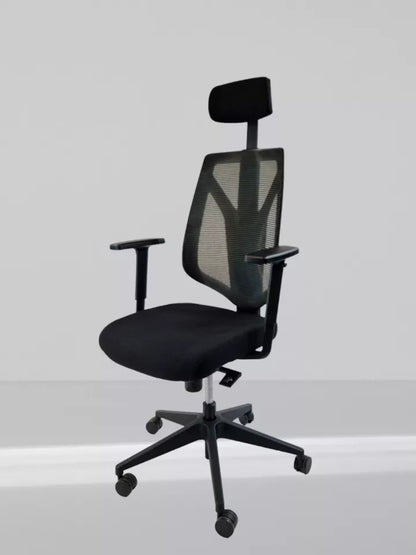 Mentor MTM1A Model mesh back swivel chair With Headrest In New Black Fabric