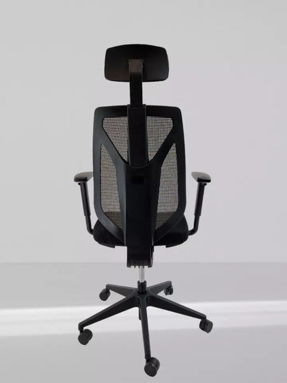 Mentor MTM1A Model mesh back swivel chair With Headrest In New Black Fabric