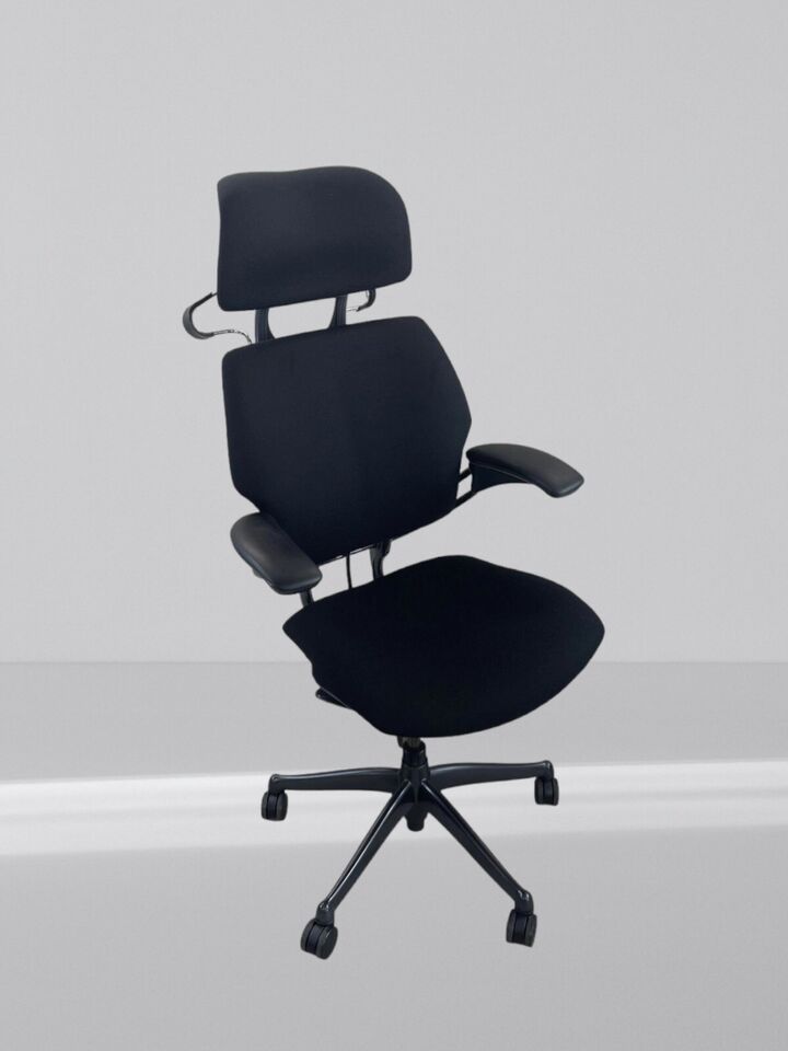 Humanscale Freedom High Back Chair With Head Rest In New Black Fabric
