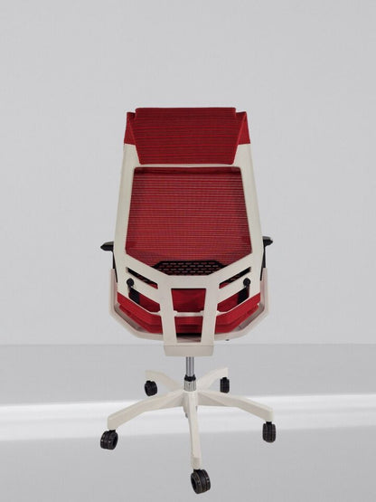 Genidia Office Chair In Red Mesh With White Frame